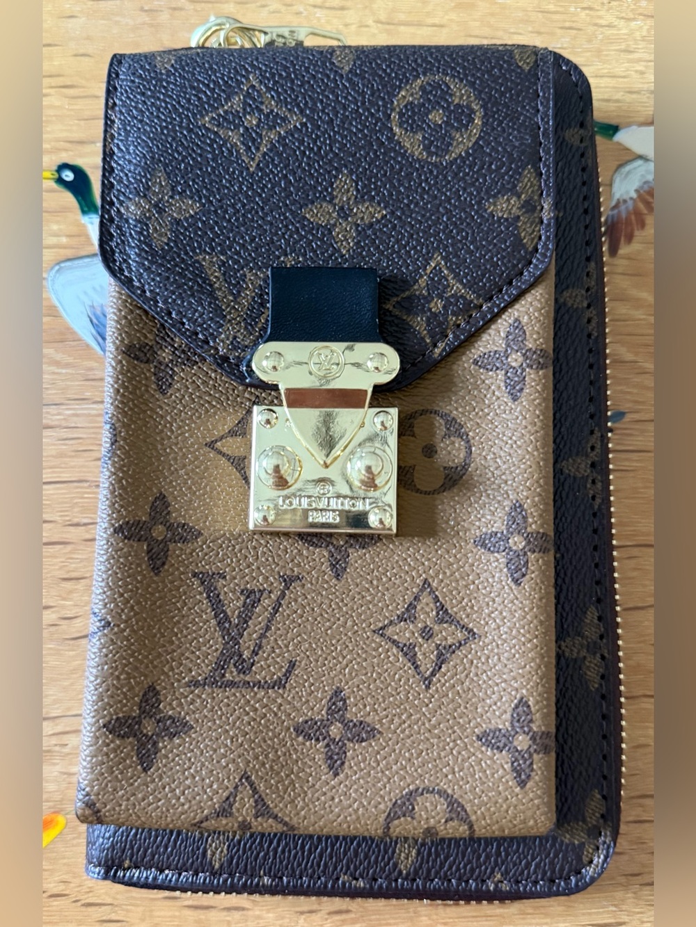 Louis Vuitton Two-Tone Monogram Canvas Phone/WalletPouch with Gold Hardware